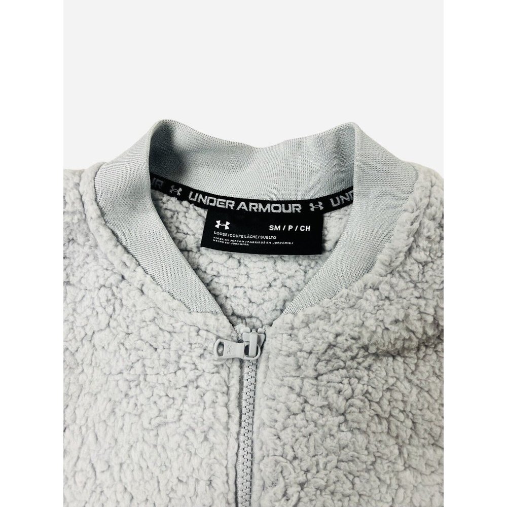 Under Armour Sherpa Bomber Jacket Gray Ultra-soft Comfort Men's Size S - Picture 9 of 10